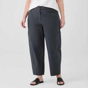 NWT Eileen Fisher Lantern Cargo Pants Graphite Gray Organic Cotton Petite Large